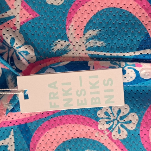 Frankie's Bikinis Hunter Mesh Button Up Shirt Tropic Love SZ S & M - Picture 5 of 11